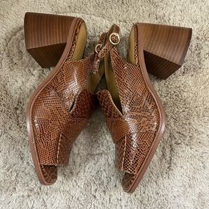 CECELIA NEW YORK Brown Faux-Snake Slingback Block Heels Size 10